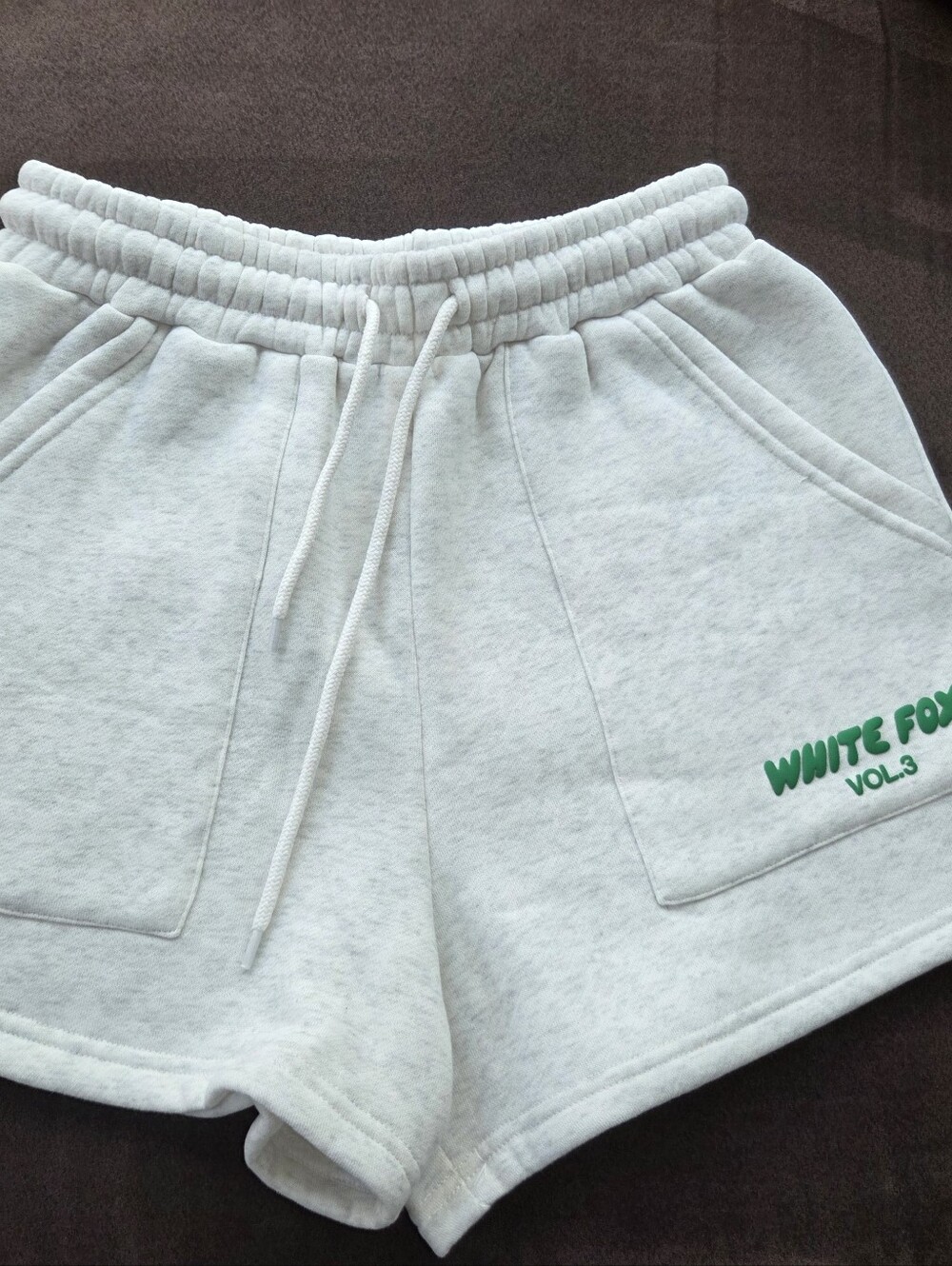 White Fox Womens Sweat Shorts with Green Logo NWT Retail $49